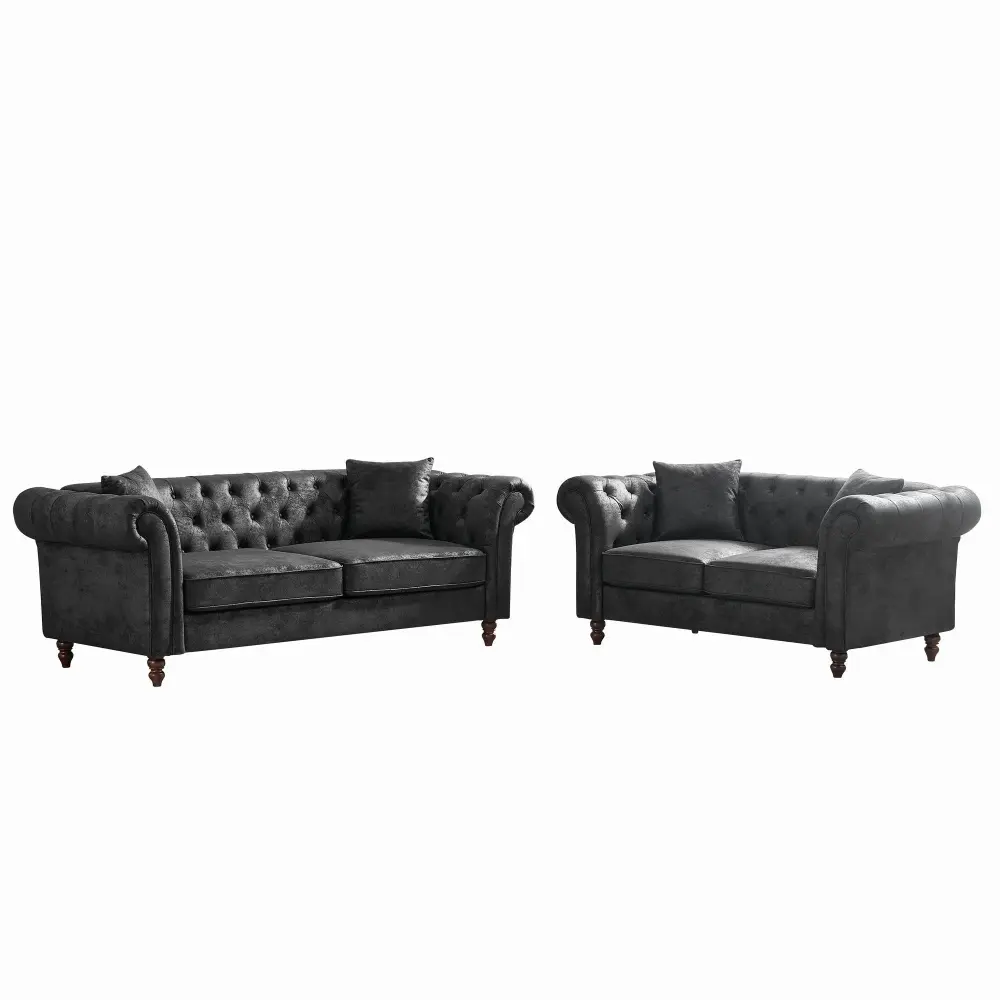 Accent Swivel Chesterfield 3 And 2 Seater Sofa Adjust, High Tech Fabric Upholstered Couch Living Room