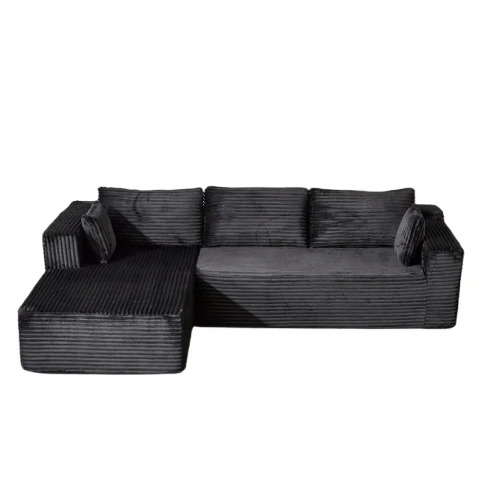 Compression Sectional Couch Comfy Chaise, Boneless L Shape Sofa Deep Seat from Scandinavian Design