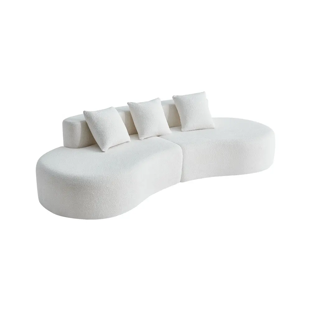 Curved Boneless Couch, Half Moon Sofa, 5 Seat Couch High Density Foam Filled Living Room - Snow