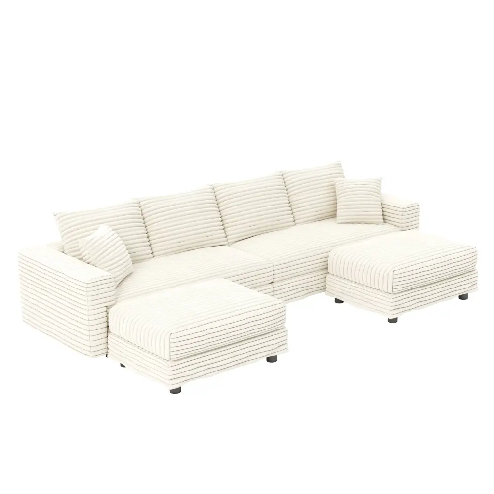 Deep Seat Convertible Sofa Velvety Pillows And Ottomans