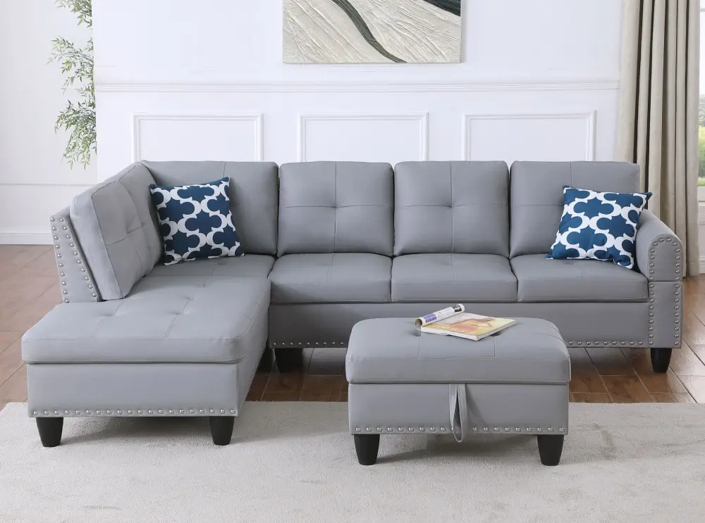 Irine - Sectional Sofa Ottoman - Slate