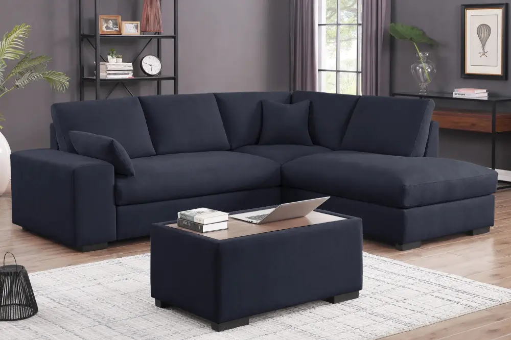 Joshua - 100" Sectional Sofa Right Facing Chaise and Console Ottoman