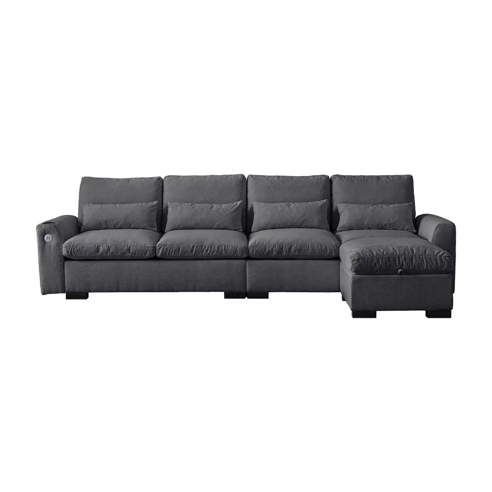 Mid-Century Modern Modern Modular L Shaped Sofa Couch Reversible Ottoman Storage Take-apart And Washable Cushions Sofa USB...