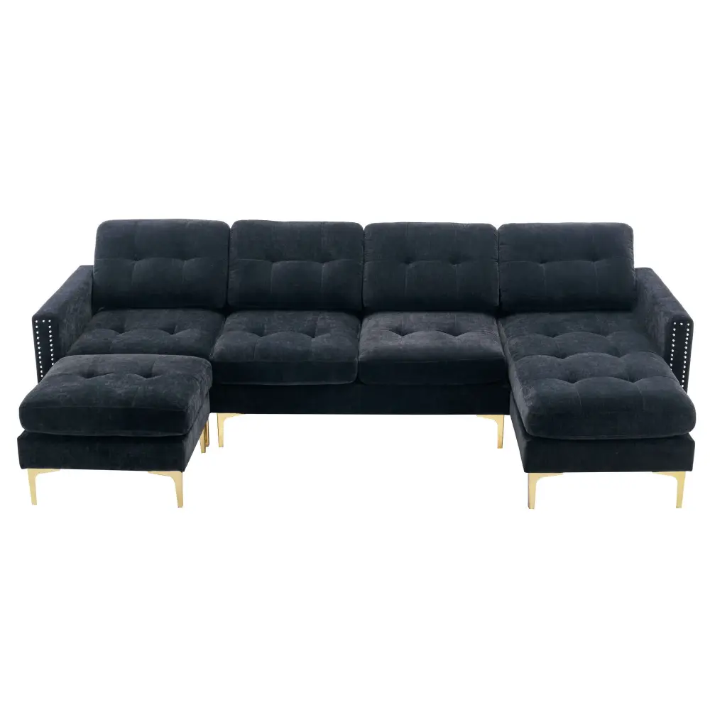 Modern L - Shape Changeable Sectional Sofa Movable Ottoman