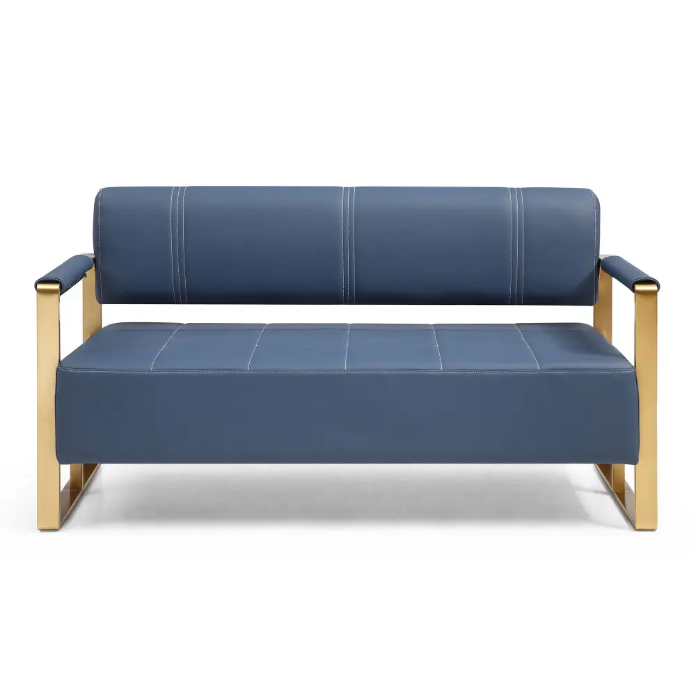 Modern Upholstery Accent Loveseat Sofa Living Room 2 Seater Metal Arms