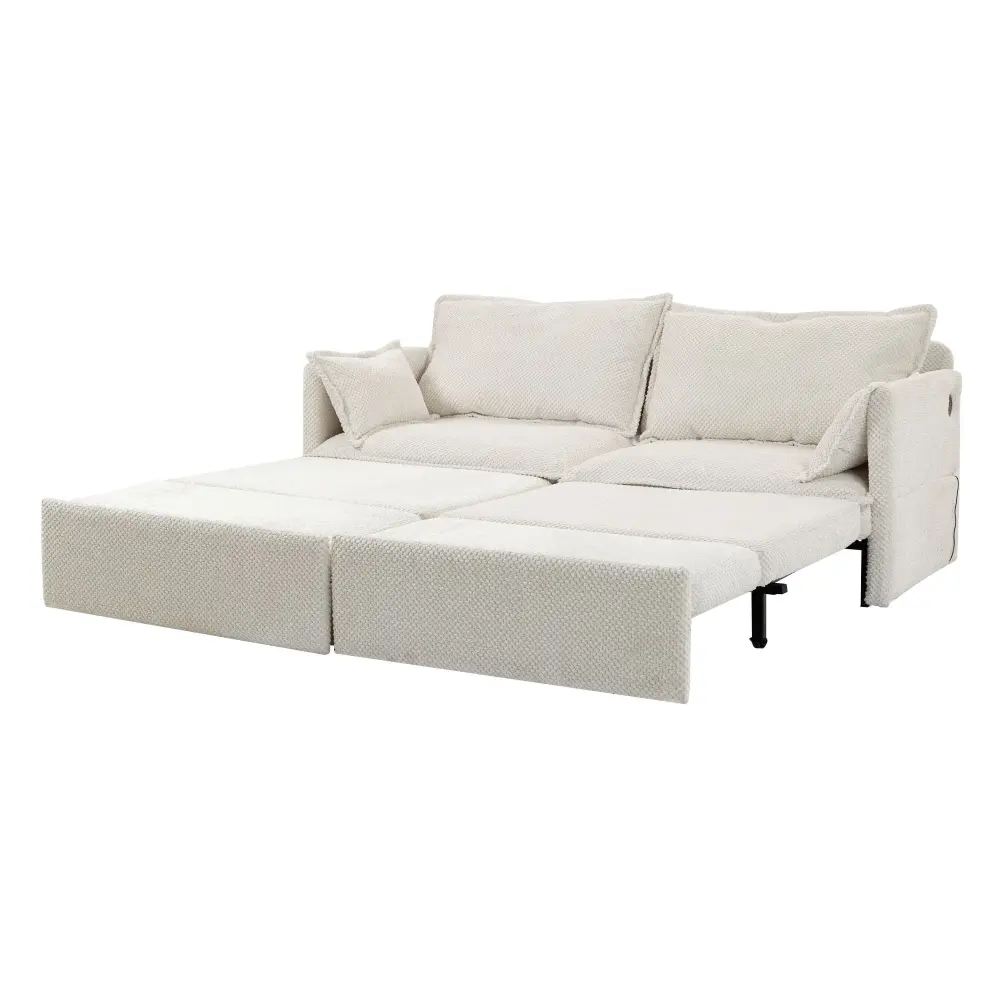 Pull Out Sofa Bed, Multi-use Sleeper Sofa Couch, Side Storage, And USB / C - Type Charging Ports Chair Top-Grain Leather