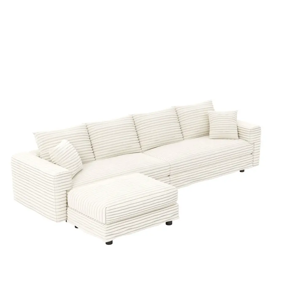4 Seat Sofa Smooth Pillows And Movable Ottoman