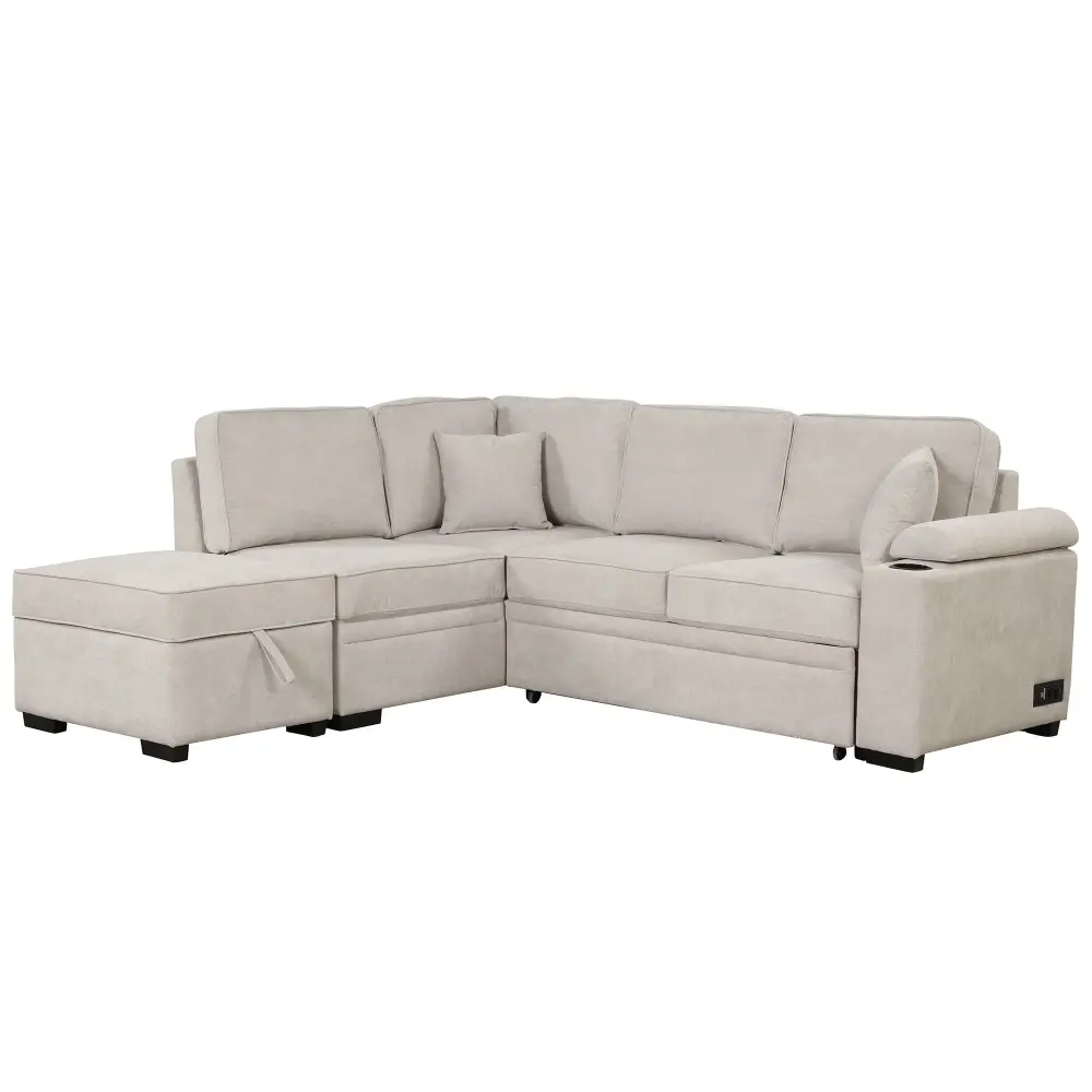 Sleeper Sofa Bed, 2 1 Pull Out Sofa Bed L Shape Couch Storage Ottoman Living Room, Bedroom Couch And Petite Apartment from...