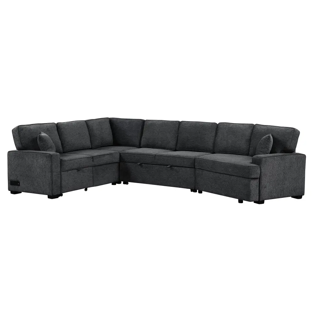 Sleeper Sofa L-Shaped Sofa Sectional Sofa Couch Pull-Out Sofa Bed Charging Devices And Cup Holders Living Room