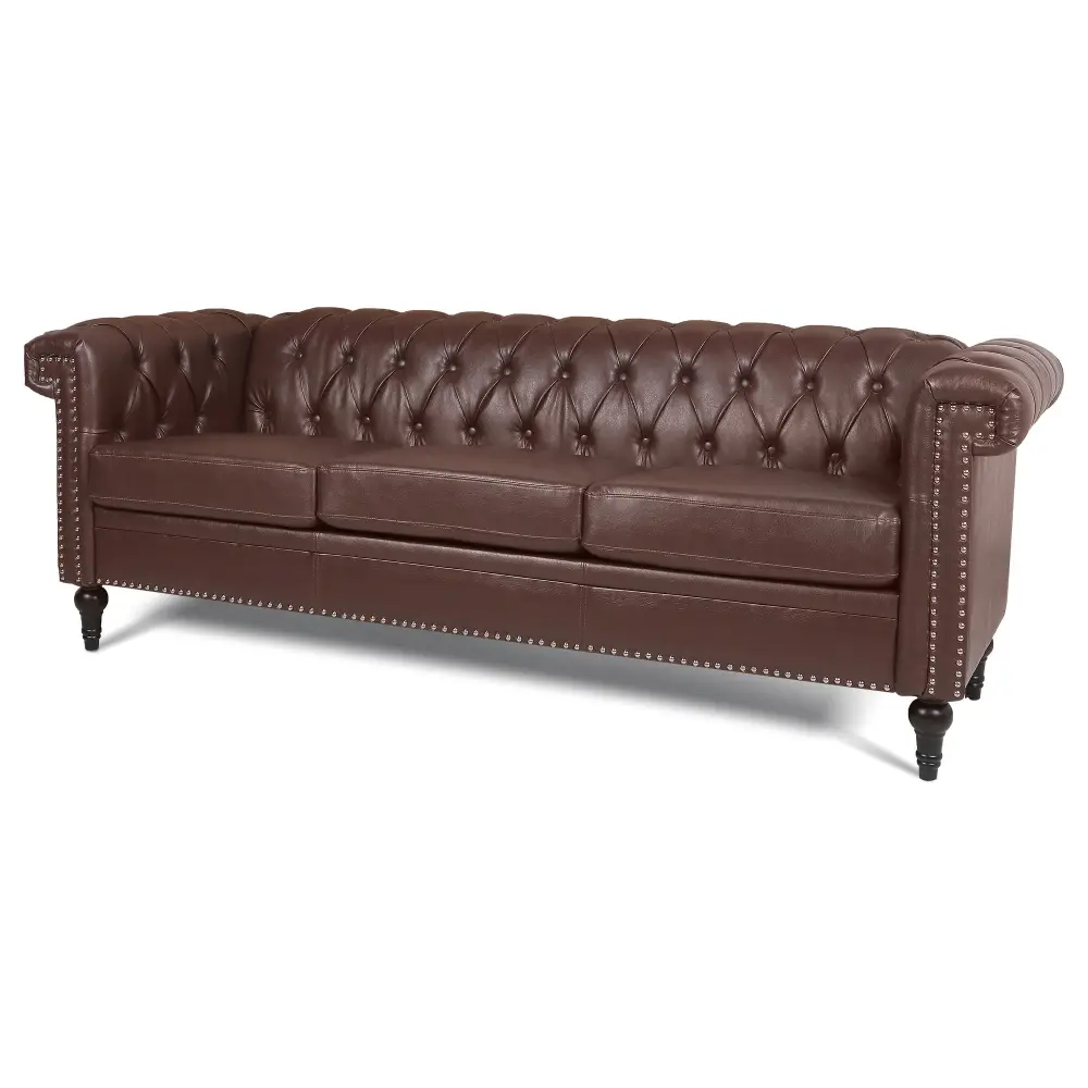 Traditional Square Arm Replaceable Cushion 3 Seater Sofa