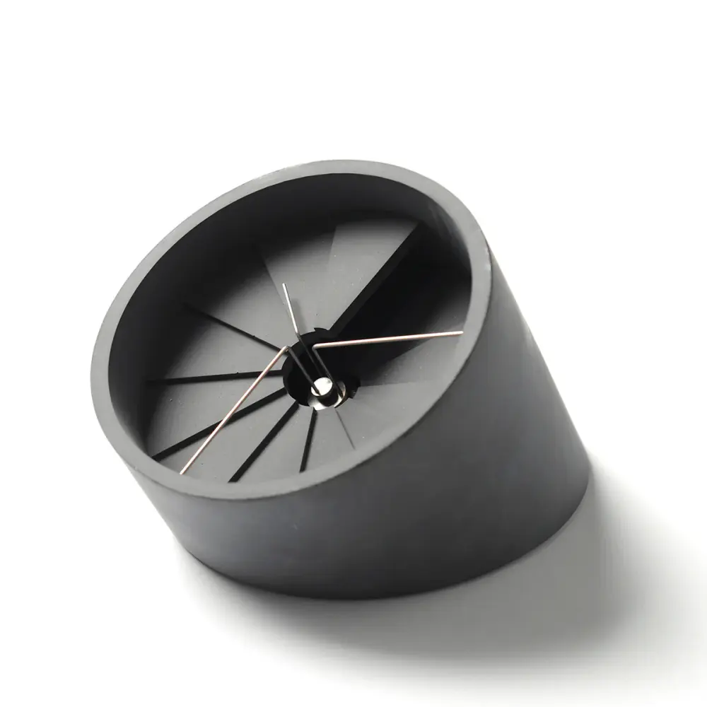4th Dimension Table Clock (Silver/ Dark Ash