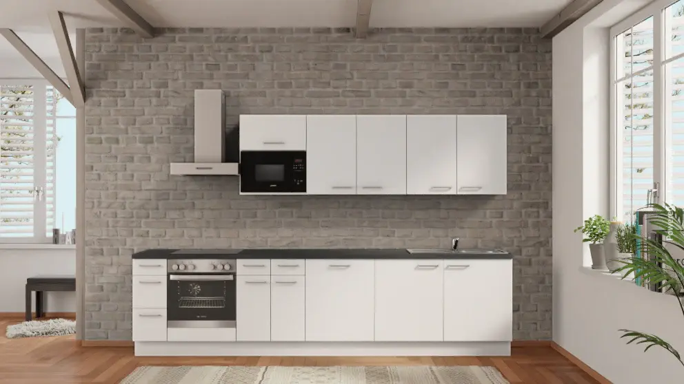 nobilia kitchen unit Neu-Ulm 330 cm alpine chalk matte concrete slate gray complete kitchens affordable