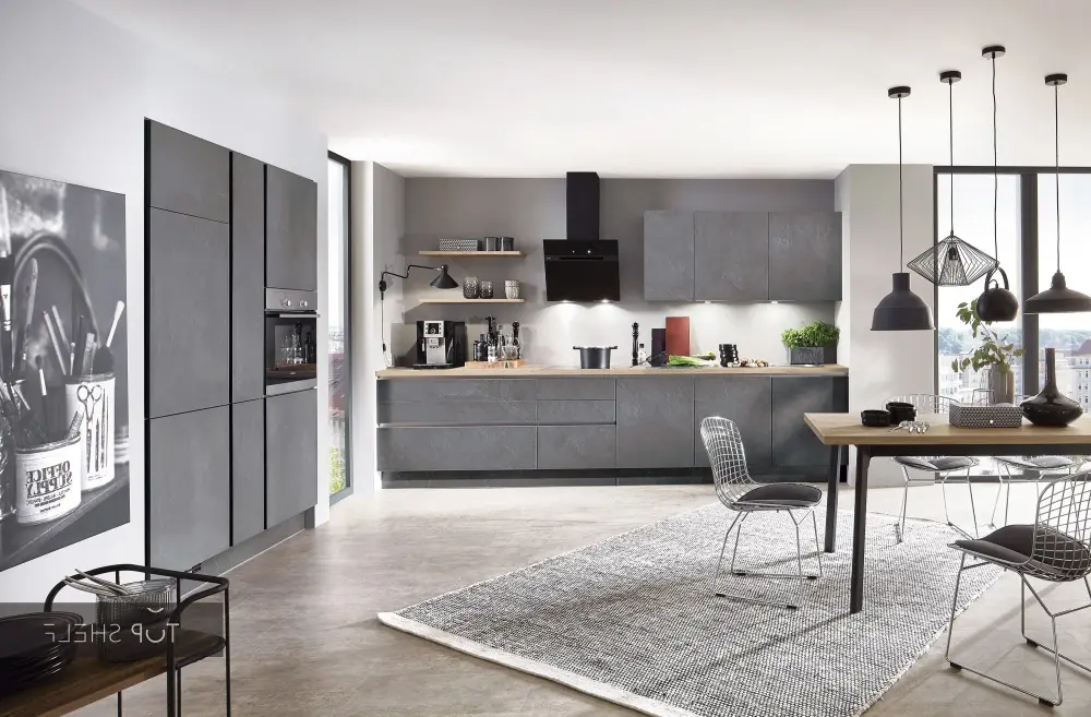 nobilia kitchen unit StoneArt 303 graphite slate handleless 360+150cm configurable -
