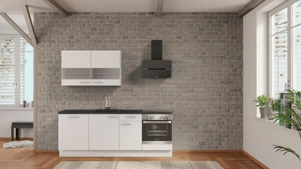 nobilia pantry kitchen Bonn 225 cm Alpine white non-glossy concrete slate gray __