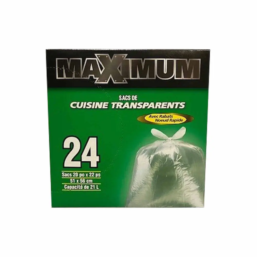 Clear Kitchen Bags 20'' x 22'', 24 Units