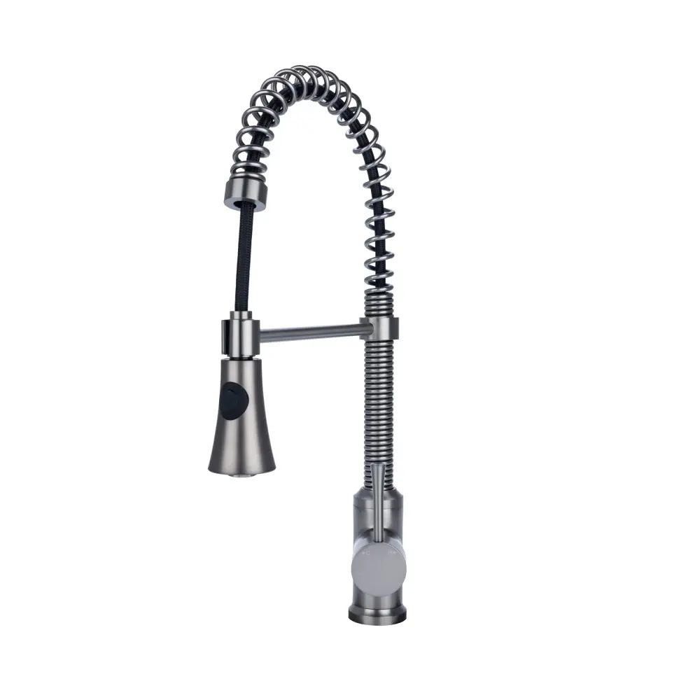 Fontaine Italia Residential Spring Kitchen Pulldown Faucet Cone Sprayer Pewter