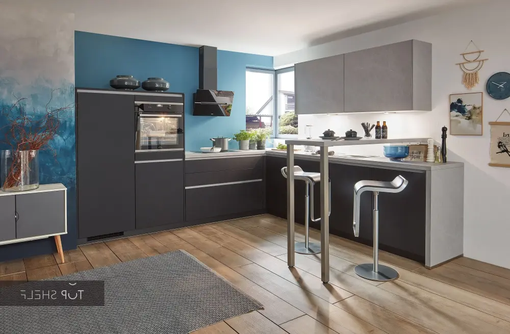 nobilia corner kitchen Easytouch 961 graphite black ultra satin handleless 310 x 310 cm configurable -