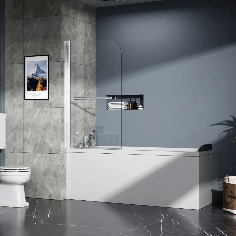 Bathtub Screen Framless Shower Door Tempered Glass Shower Panel - See-through