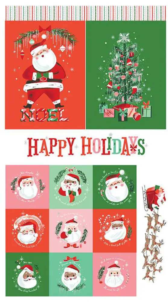 Riley Blake Twas Happy Holidays Panel Sparkle SP13467-PANEL