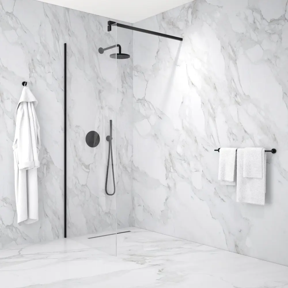 Wet Room Left Or Right Handed Glass Panel 1.2m Stabilising Bar - Matt Ebony 900mm