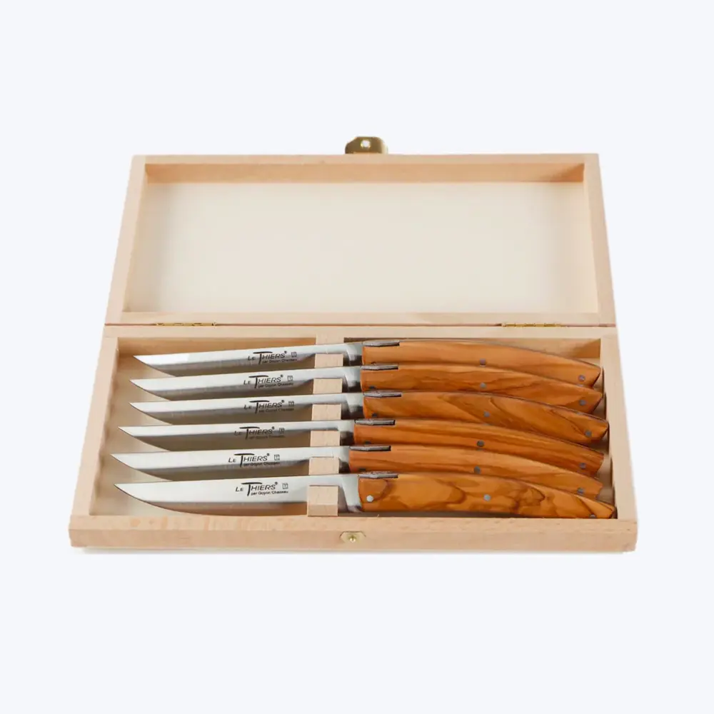 Brasseries Olive Wood Steak Knives, Place 6