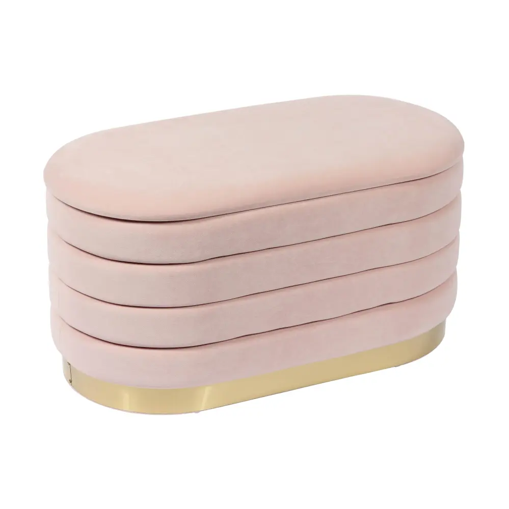 Bench Hooks Lillian Blush Plush Storage Bench