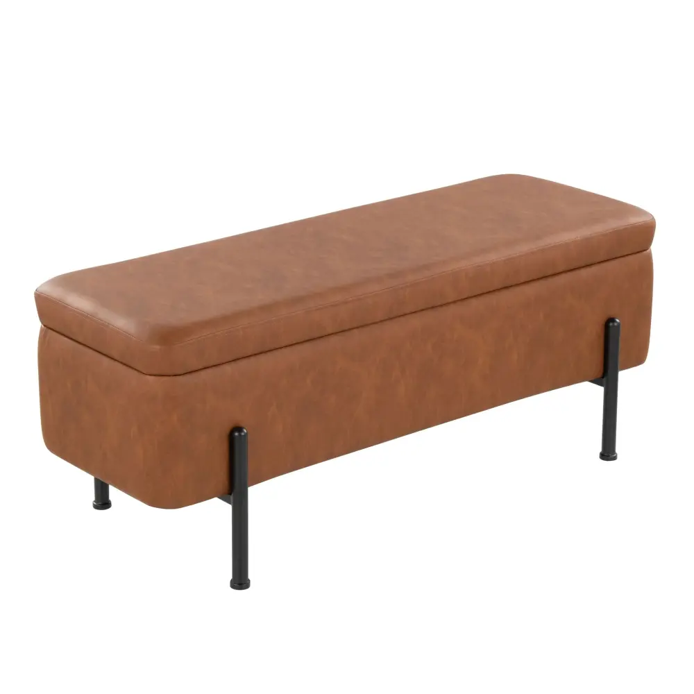 Daniella - Contemporary Storage Bench - Charcoal / Camel Storage Bench