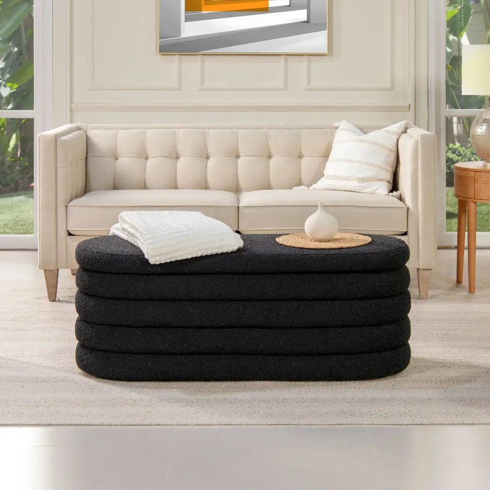 Fuji - Upholstered Oval Storage Bench Storage Bench
