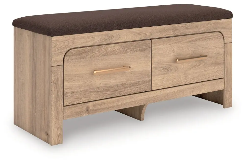 Industrial Style Kinlanni - Bedroom Upholstered Storage Bench - Tan / Chestnut