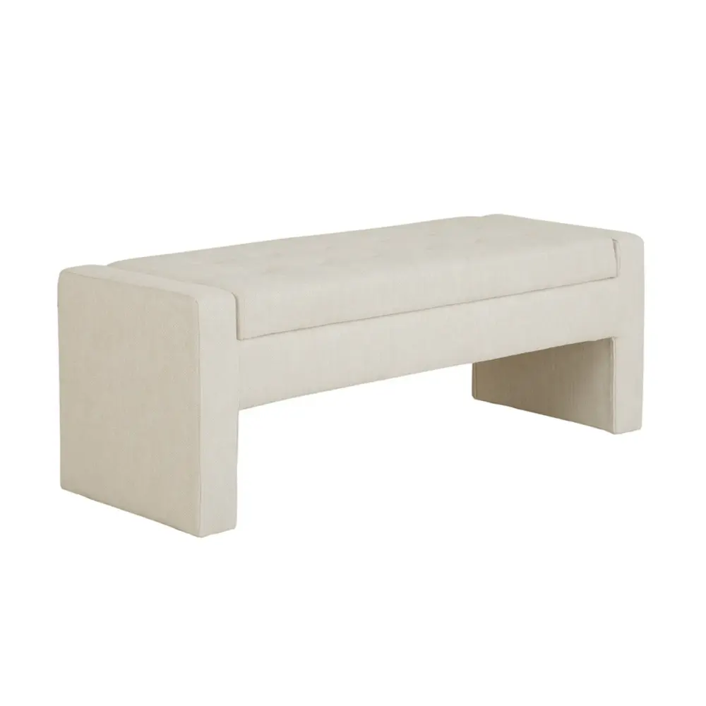 Rustic Farmhouse Elegant Soft Close Storage Bench Polyester-blend Upholstery - Cream