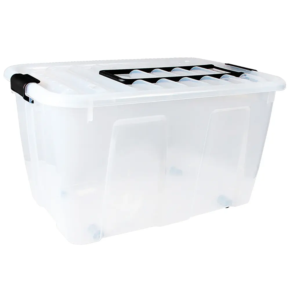 Clear Plastic Storage Box Crate Container Plast Team HomeBox 85L