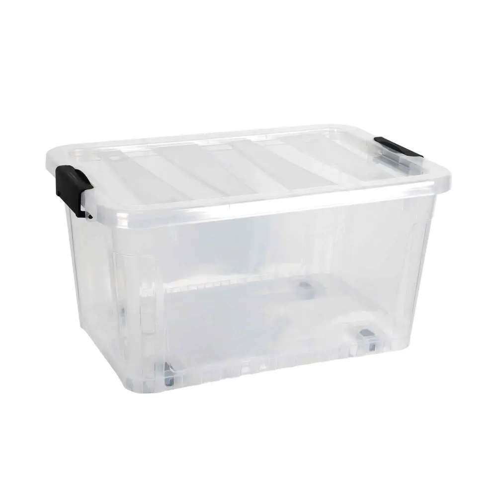Stackable Clear Storage Box on Casters, 62 L