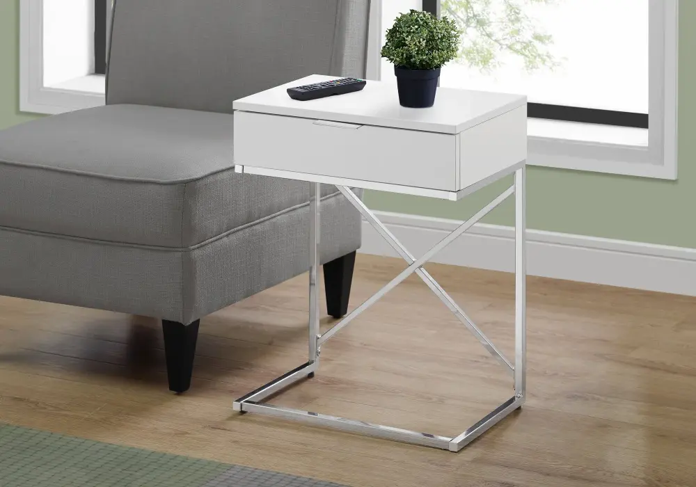Accent Side Table, Storage Drawer, Spacious Tabletop, Contemporary & Today's