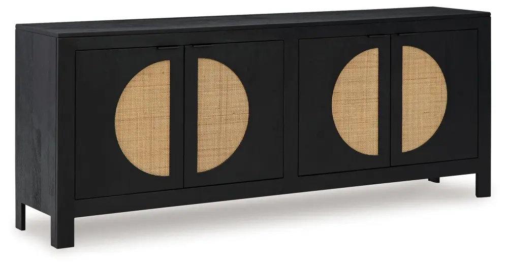 Carved Wood Cliffiings - Accent Cabinet - Midnight / Natural