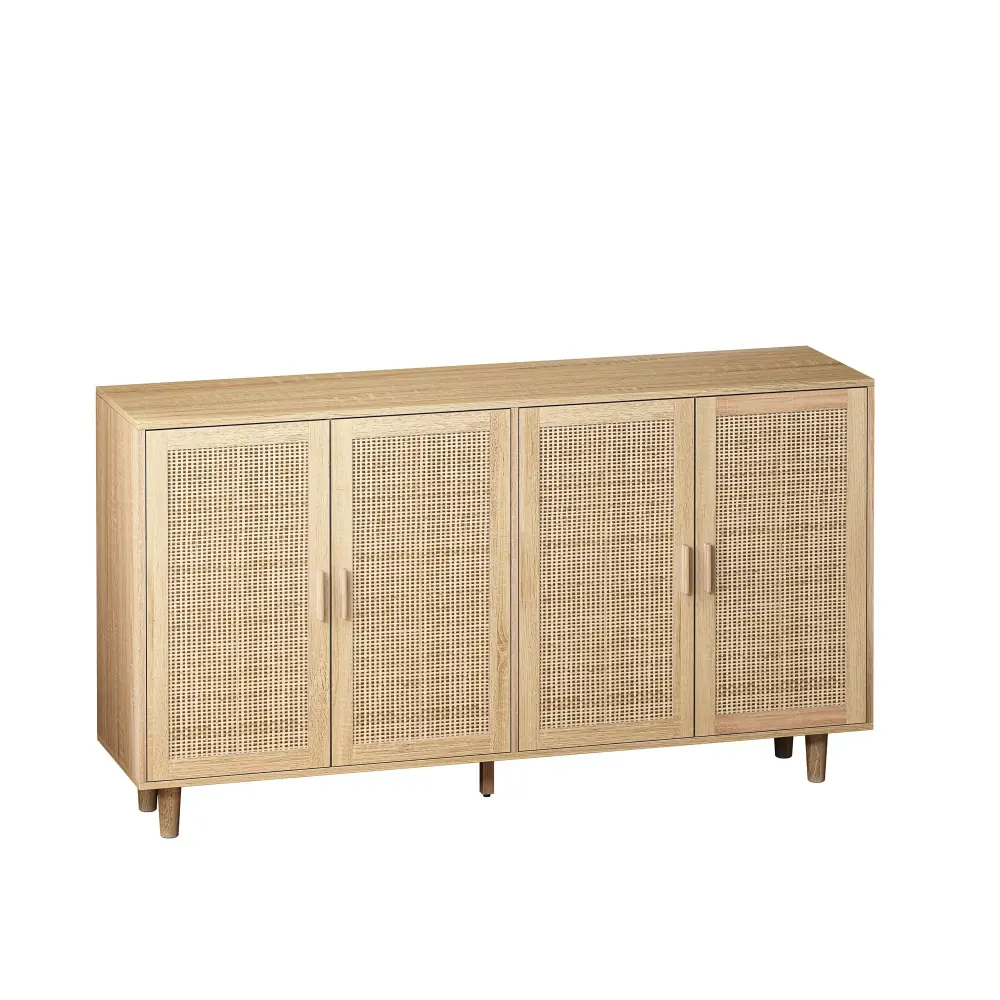 Elegant And Functional Rattan Decorative Storage Cabinet 4 Doors