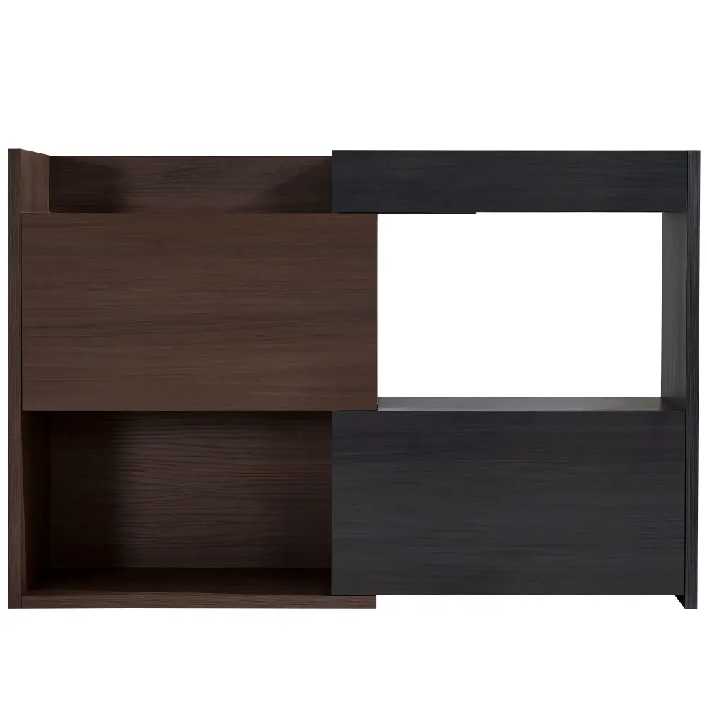 Modern Extendable & Rotating Cabinet Drawer And Flip Doors Versatile Storage - Black / Dark Walnut