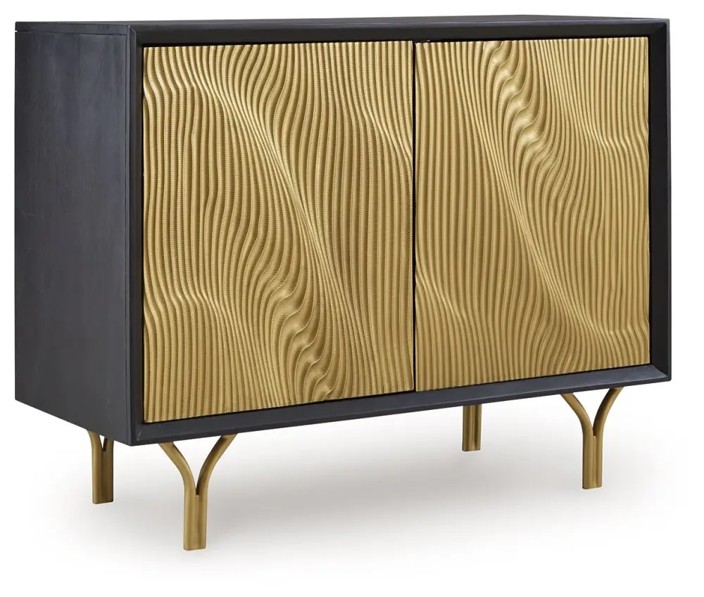 Tayner - Accent Cabinet - Black / Amber Finish