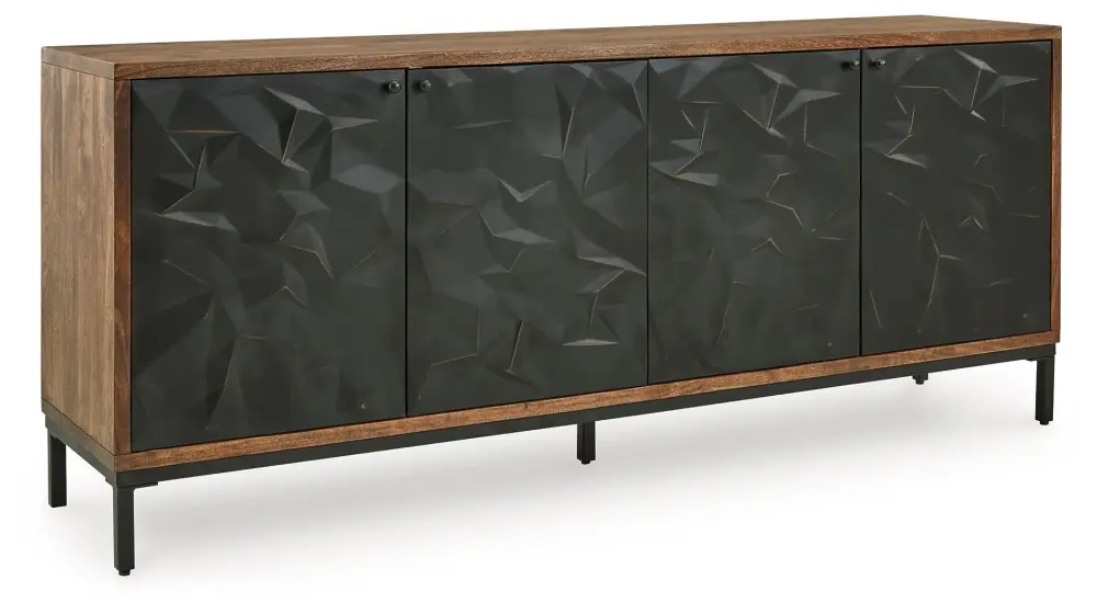 Upholstered Velvet Dorannby - Accent Cabinet - Ebony / Brown