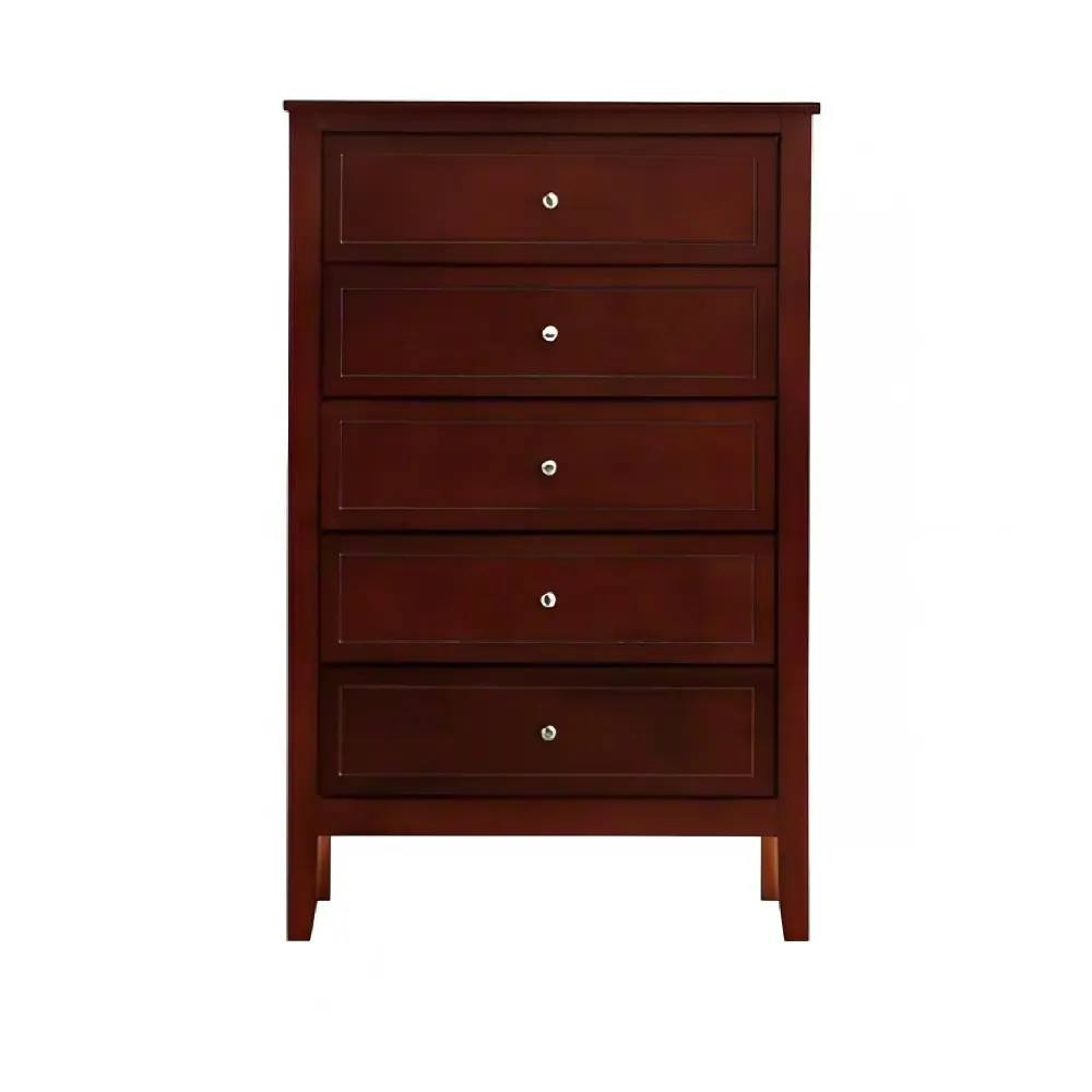 Carved Wood Daniel - Chest, 5 Drawer Storage Unit - Cherry