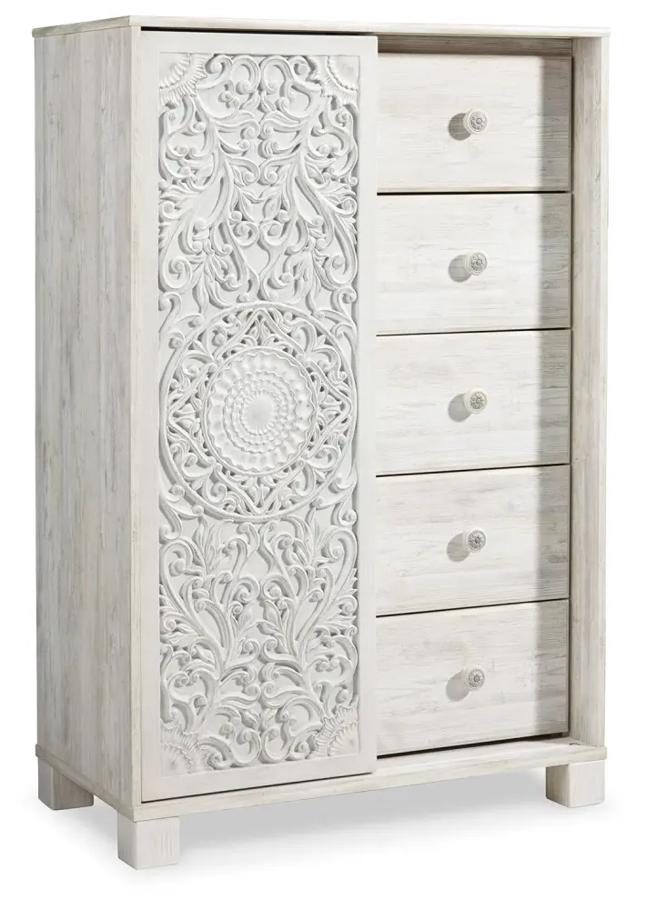 Carved Wood Paxberry - Dressing Chest - Whitewash