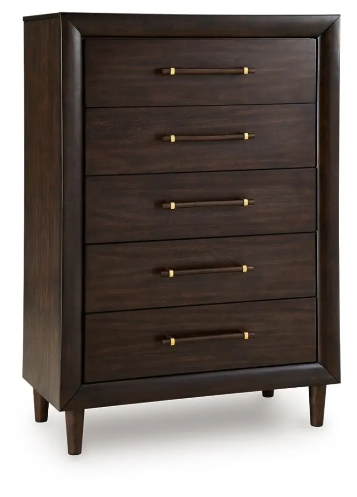 Glass Top Dantenton - Five Drawer Chest - Merlot