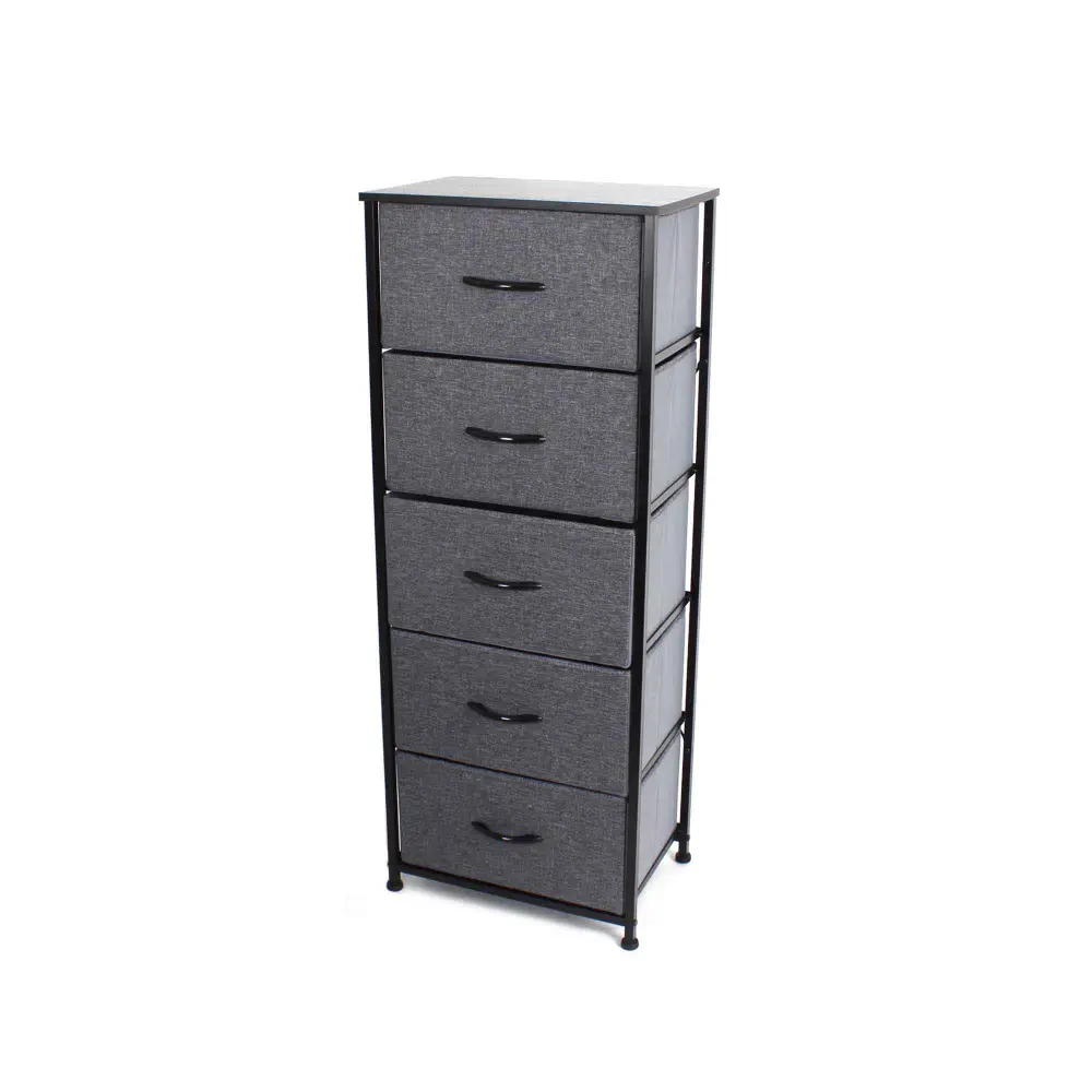Grey Fabric Chest 5 Drawers, 17.7" x 11.8" x 45.8"