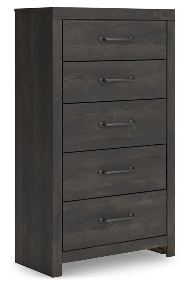 Hollivern - Five Drawer Chest - Ebony Gray