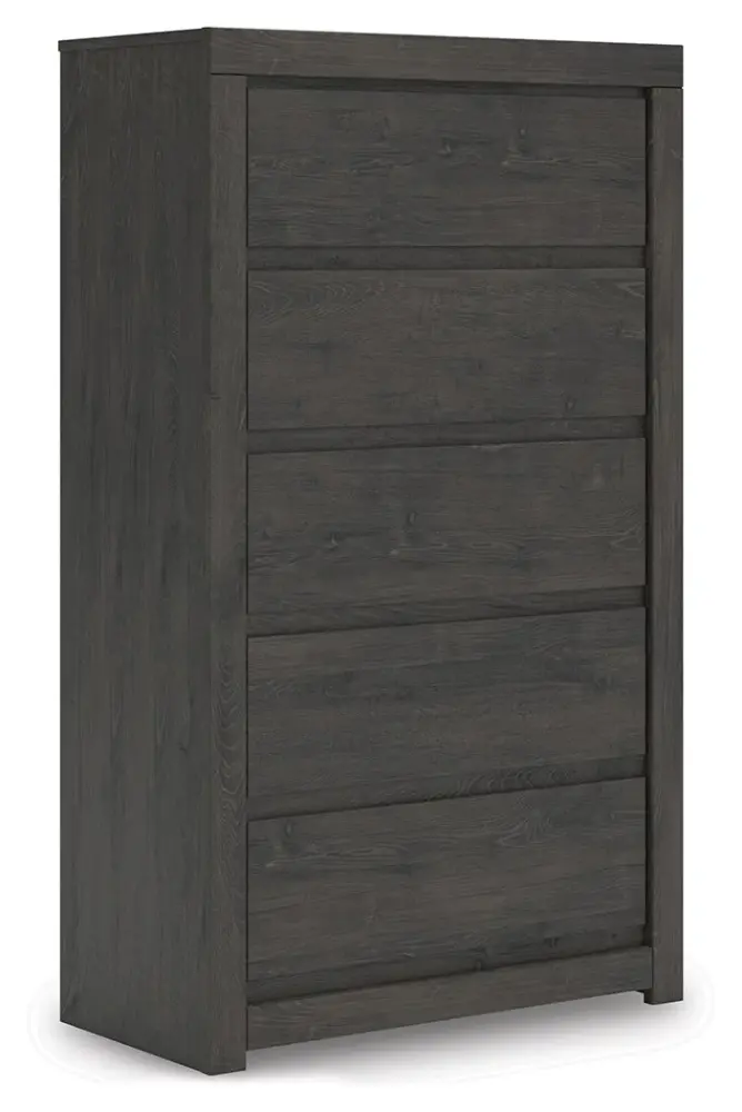 Industrial Metal Fraluna - Five Drawer Chest - Charcoal