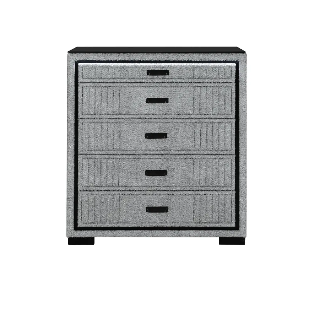Isaiah - Upholstered Chest LED Lighting Walnut Finish