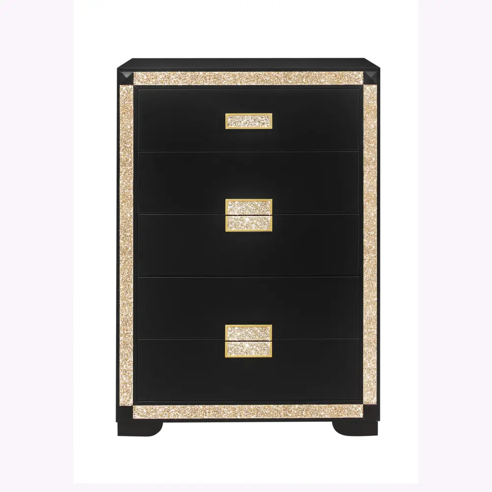 Lively - Chest Glitter Detail And Plush Bar Handle Hardware - Black Heavy Duty