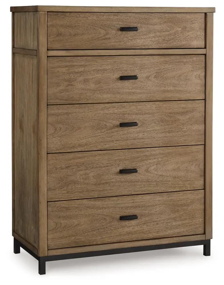 Multi-Tiered Tomtyn - Five Drawer Chest - Portable Brown