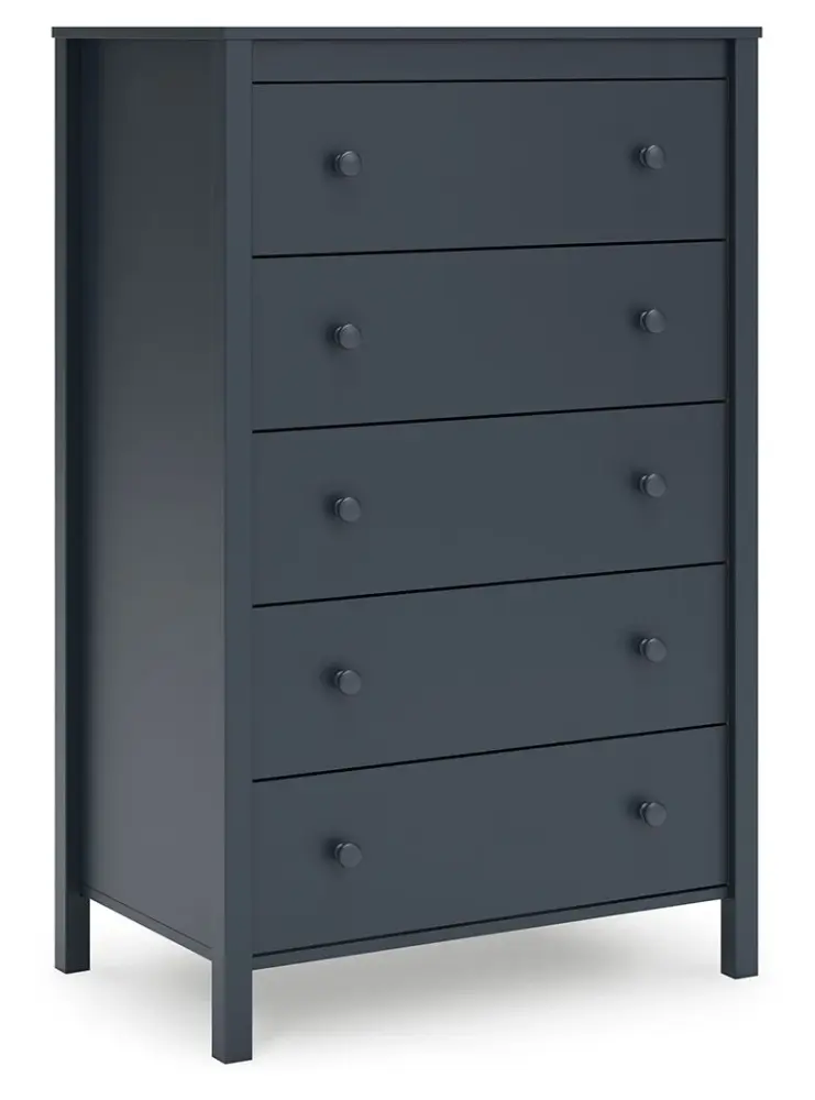 Simmenfort - Five Drawer Chest - Navy Sapphire