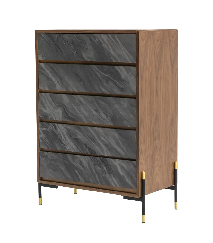 Solid Wood Nova Domus Metcalf - Mid-Century Walnut & Grey Chest