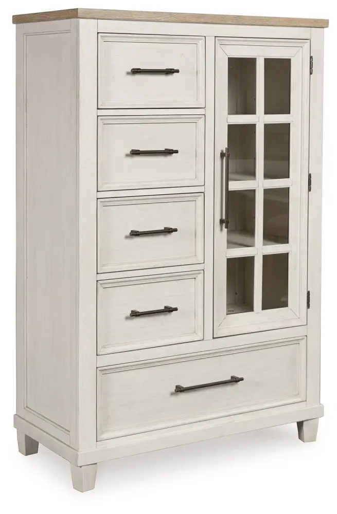 Solid Wood Shaybrock - Door Chest - Antique Snow / Brown